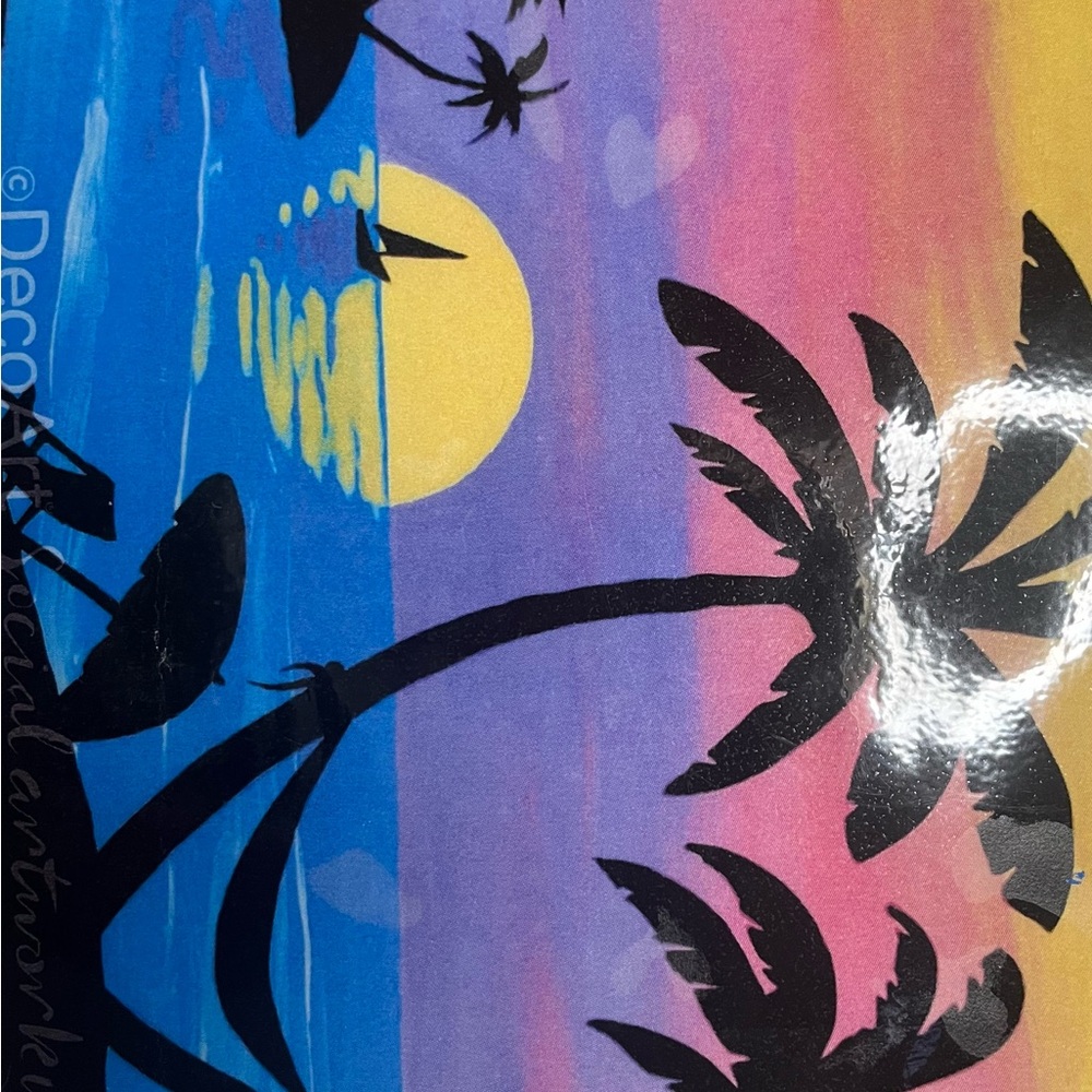 Tropical Sunset Palm Print Bath Mat - Pink Blue Gradient